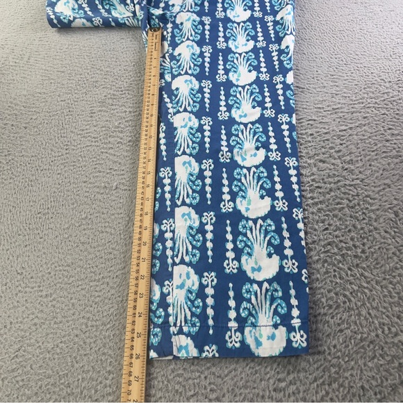 Lilly Pulitzer Pants Womens 10 Blue Jellyfish Beach Cocoanut Walk Cropped Preppy - Picture 5 of 10